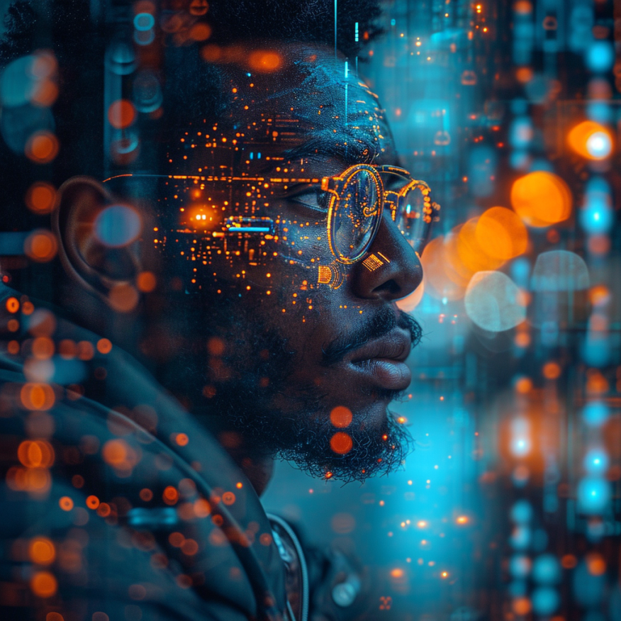 cyberpunk man in future