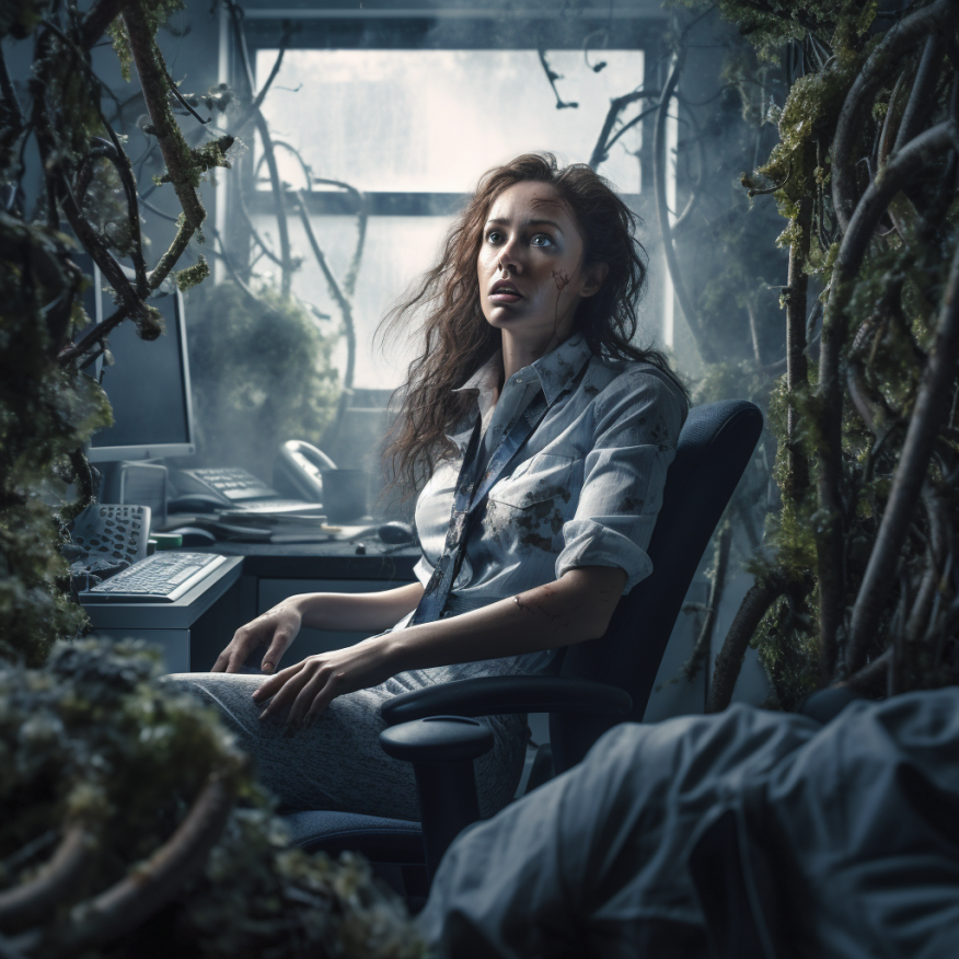 woman trapped in zombie land needing help
