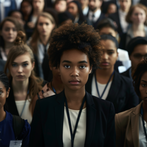 woman in a crowd